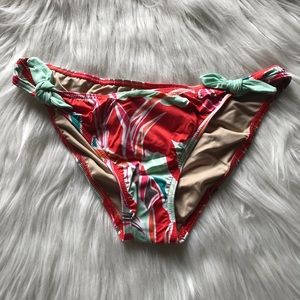 Victoria's Secret Sea Blossom Red Floral Bottoms M